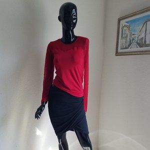Red Mesh Sleeve Top